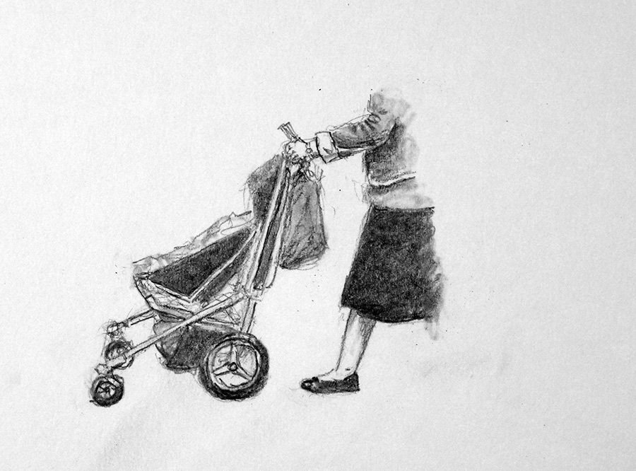 I’m walking along a street in Dumbo and a woman approaches me from the opposite direction…