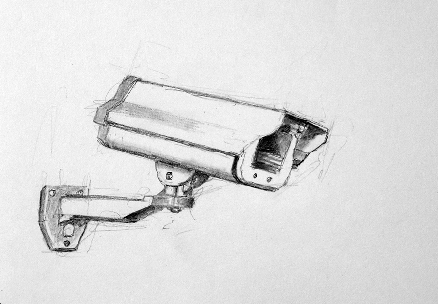 The pitiless perspective of an overhead surveillance camera:  I’m waiting in line at a&nbsp;deli…