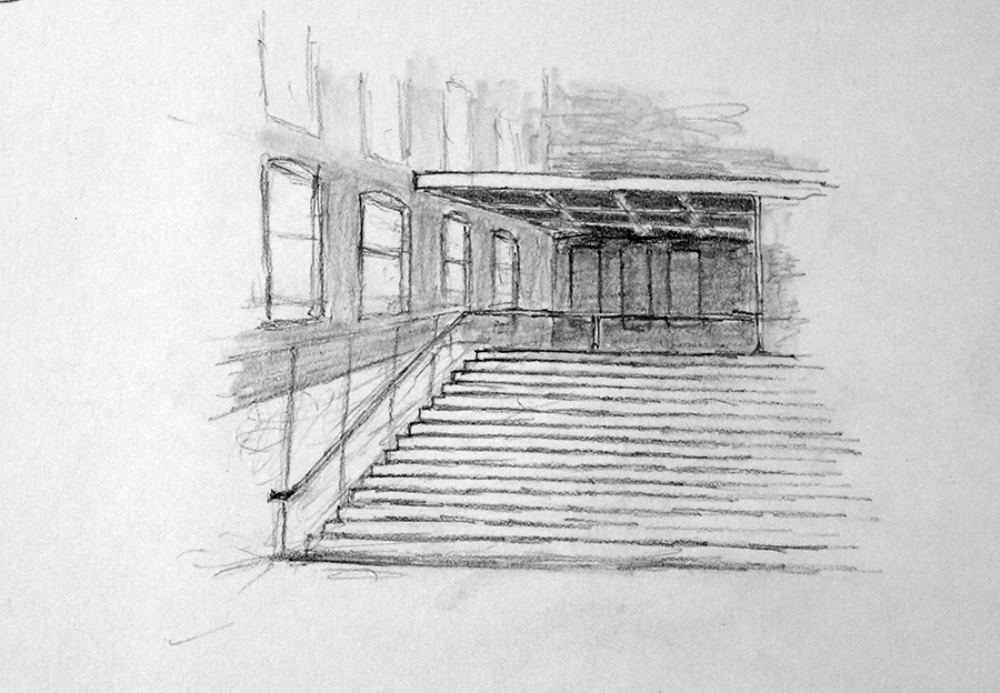 At an opening at PS1 I’m sitting on the stairs a short distance from a young&nbsp;couple…