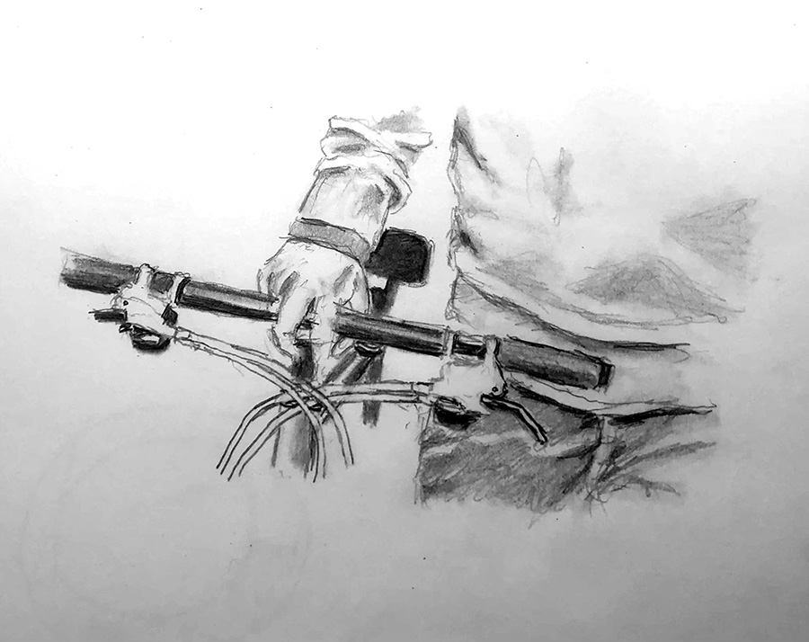 A man is wheeling two bicycles along the narrow R train subway platform at Jay&nbsp;Street…