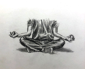 A well dressed, middle aged man is sitting lotus-style in the middle of the&nbsp;sidewalk…